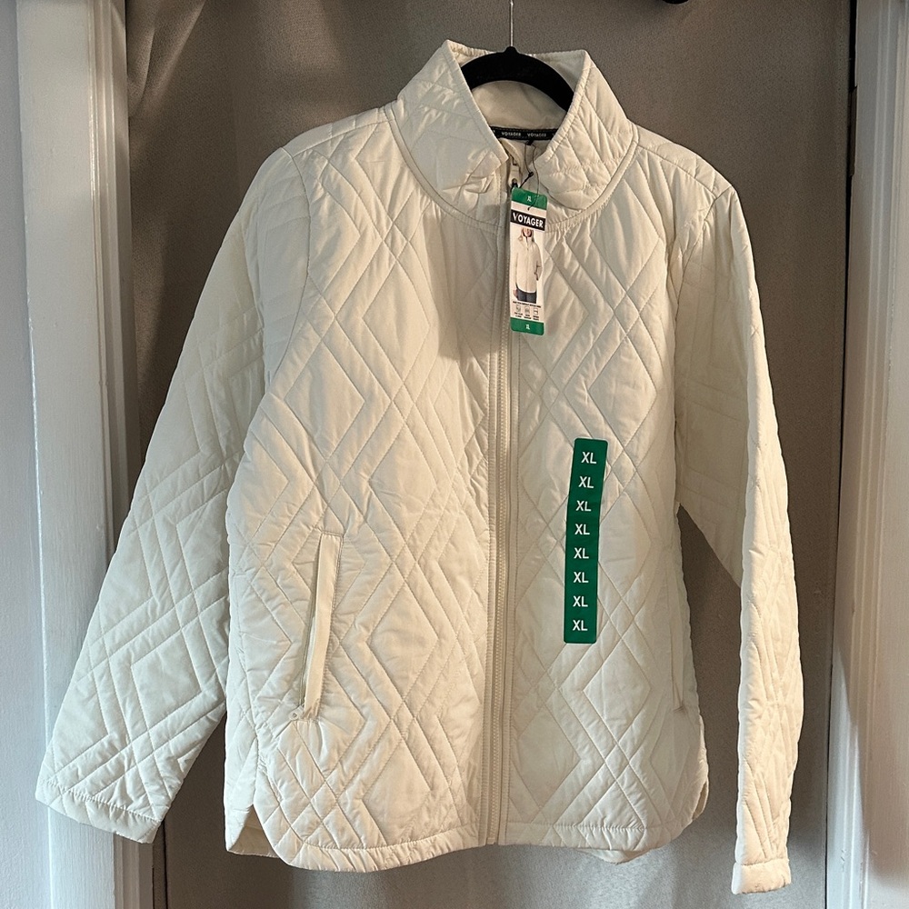 NWT Kirkland Signature Cream Quilted Puffer Jacket